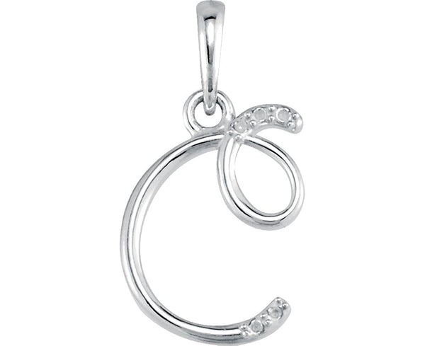 5-Stone Diamond Letter 'C' Initial 14k White Gold Pendant Necklace, 18" (.03 Cttw, GH, I1)