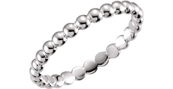 Rhodium-Plated Rhodium-Plated 14k White Gold Granulated Bead 2.5mm Stackable Band