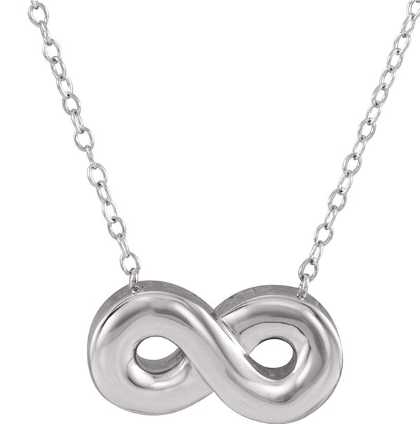 Infinity Ash Holder Necklace, Rhodium Plated Sterling Silver, 18"