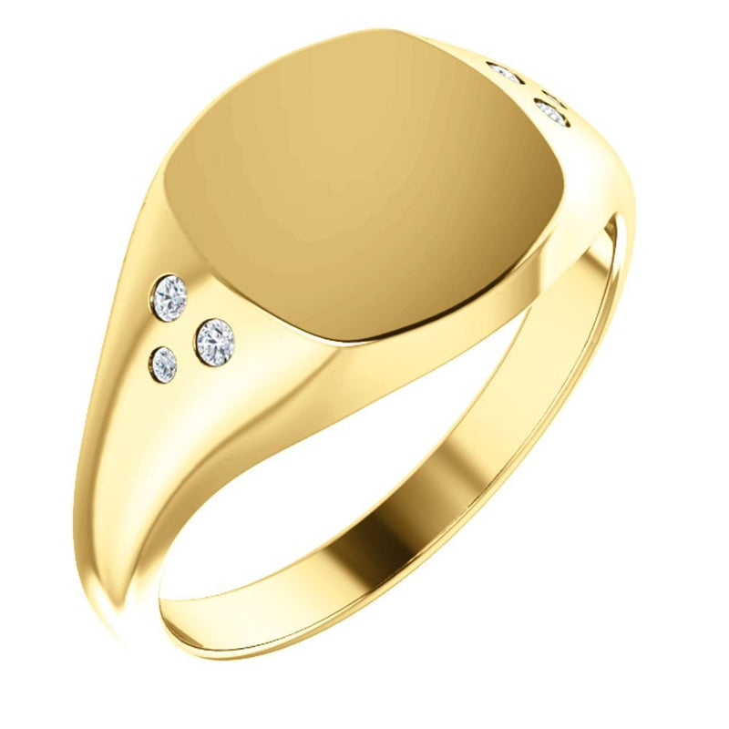 Diamond Closed Back Signet Ring, 14k Yellow Gold (.05 Ctw, G-H Color, I1 Clarity) Size 6.5