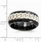 Soul Collection Black Ti and Argentium Sterling Silver Inlay 9mm Beveled Band,Size 12