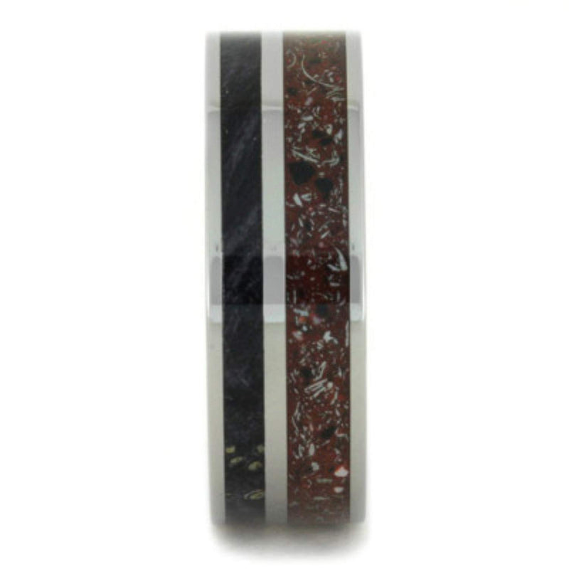 Red Stardust Concrete, Black Box Elder 8mm Comfort-Fit Titanium Ring