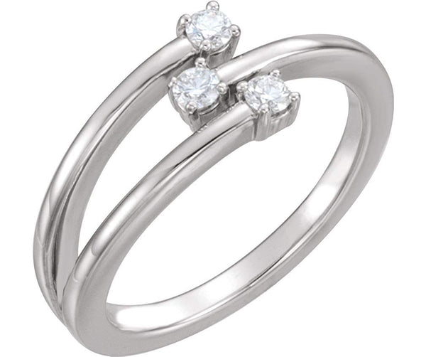 3-Stone Diamond Past, Present, Future Ring, Rhodium-Plated 14k White Gold, Size 7 (.20 Ctw, GH Color, I1 Clarity)