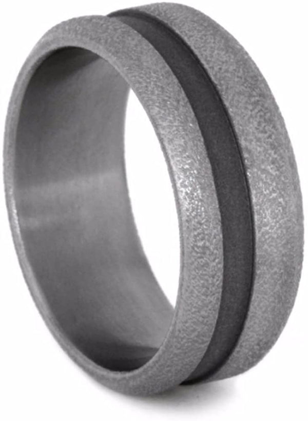 Deep Frost, Sandblast Titanium 8mm Grooved Comfort-Fit Band 8mm Comfort-Fit Band, Size 4.75