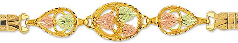 Petite Leaf Expansion Band Bracelet, 10k Yellow Gold, 12k Green and Rose Gold Black Hills Gold Motif, 8"