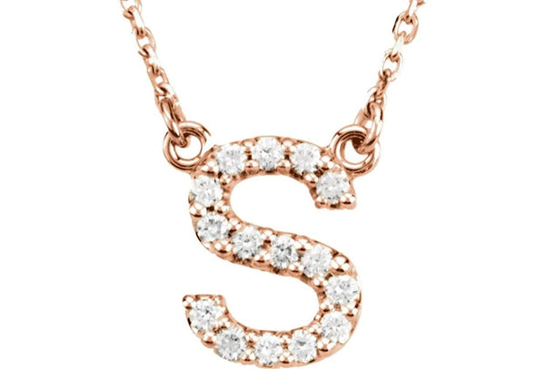 14k Rose Gold Diamond Initial 'S' 1/6 Cttw Necklace, 16" (GH Color, I1 Clarity)