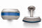 Grey Titanium TI Brushed Blue Anodized Stripe Rectangle Cuff Links