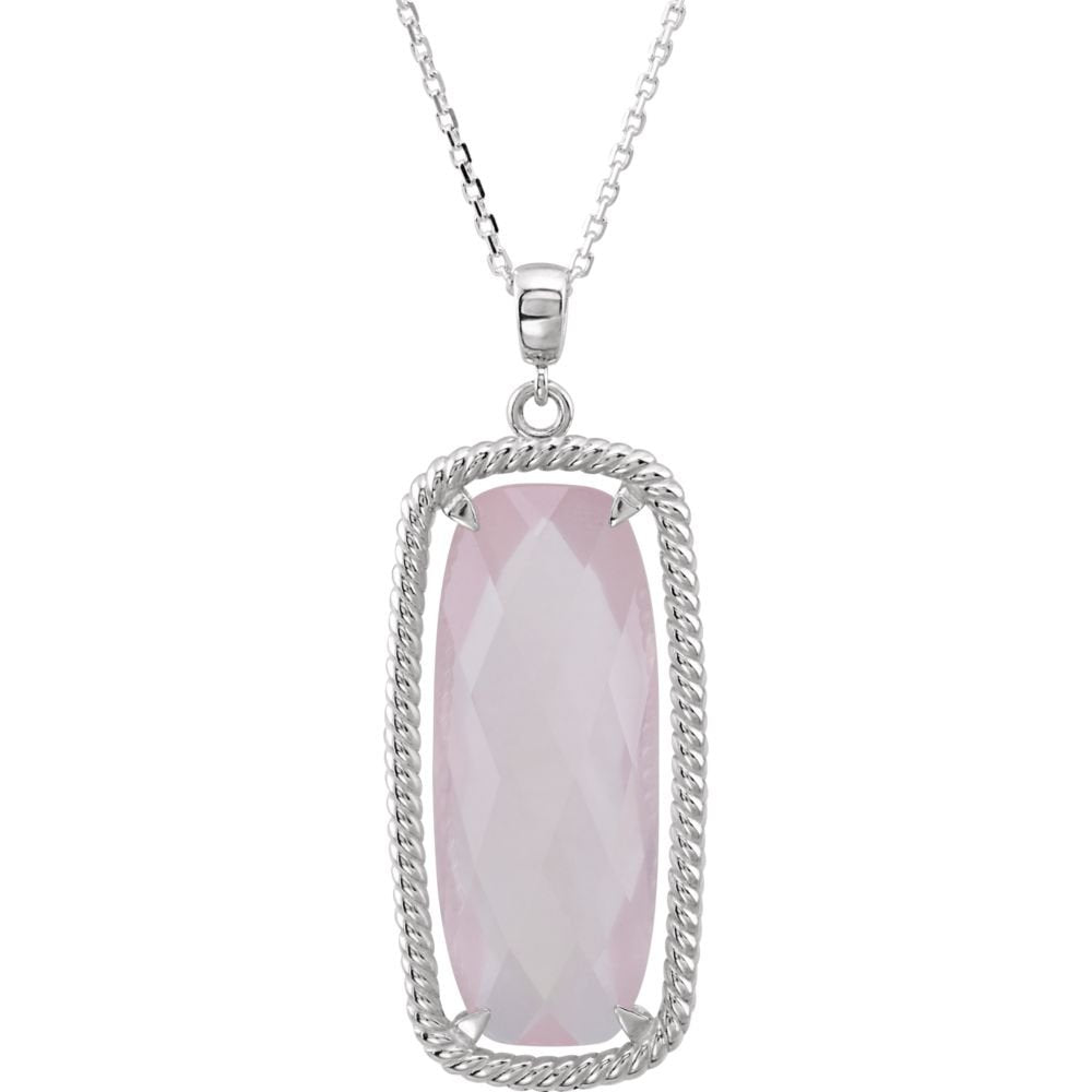 Rose De France Antique Cushion Quartz Sterling Silver Necklace, 18"