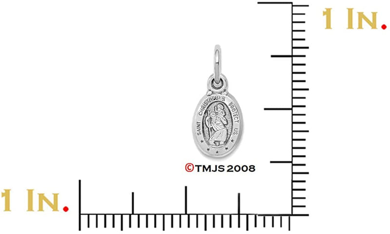 Rhodium-Plated 10k White Gold St. Christopher Medal (15X6MM)