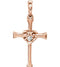 Diamond with Heart Cross 14k Rose Gold Pendant (.025 Ct, G-H Color, I1 Clarity)