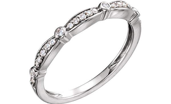Diamond Stacking Anniversary Band, Rhodium-Plated 14k White Gold (1/8 Cttw, H+ Color, SI Clarity), Size 7