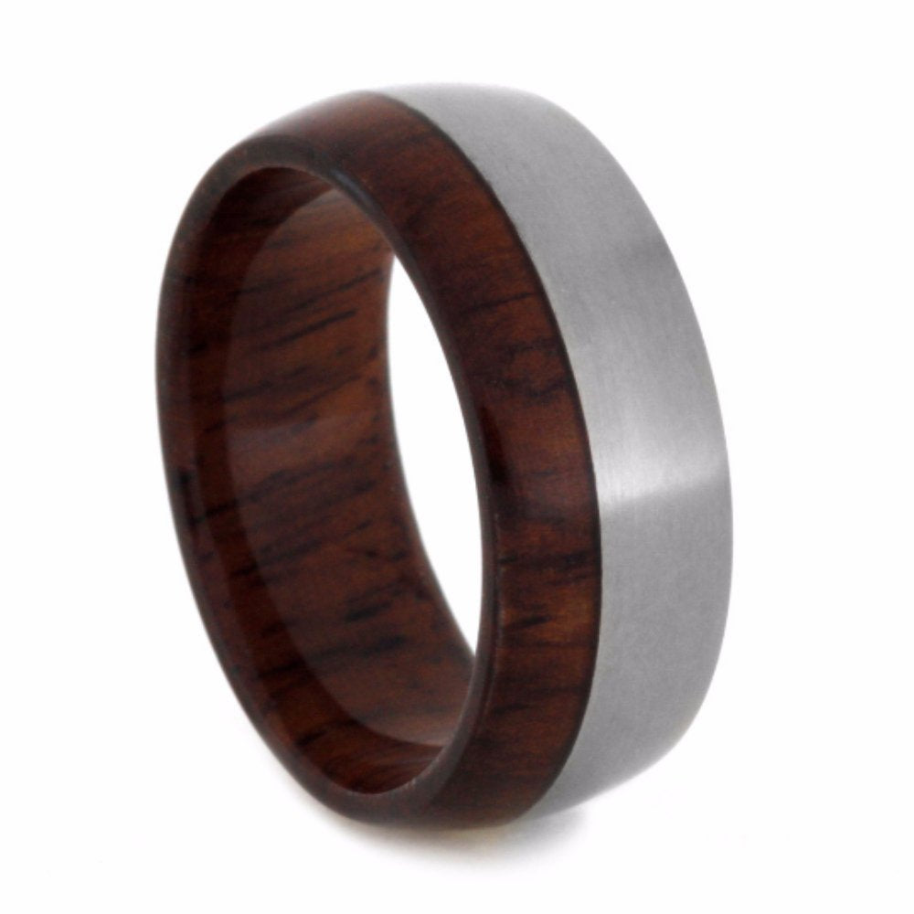 Honduran Rosewood Burl 8mm Comfort-Fit Matte Titanium Wedding Band