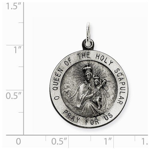 Sterling Silver Queen Of The Holy Scapular Medal (30X20MM)