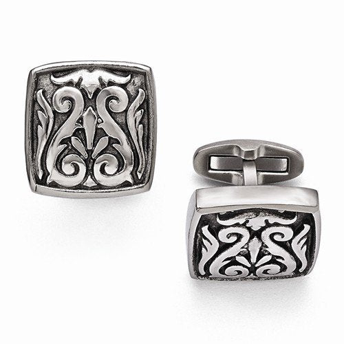 Heritage Collection Casted Grey Titanium Winged Scroll Cuff Links, 20MM