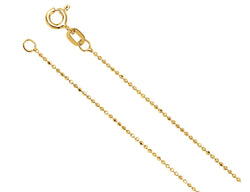 14k Yellow Gold 1mm Solid Diamond-Cut Bead Chain, 24"