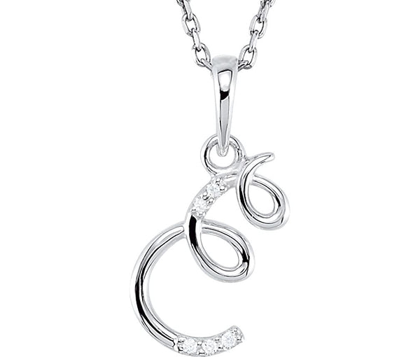 5-Stone Diamond Letter 'E' Initial Sterling Silver Pendant Necklace, 18" (.03 Cttw, GH, I2)