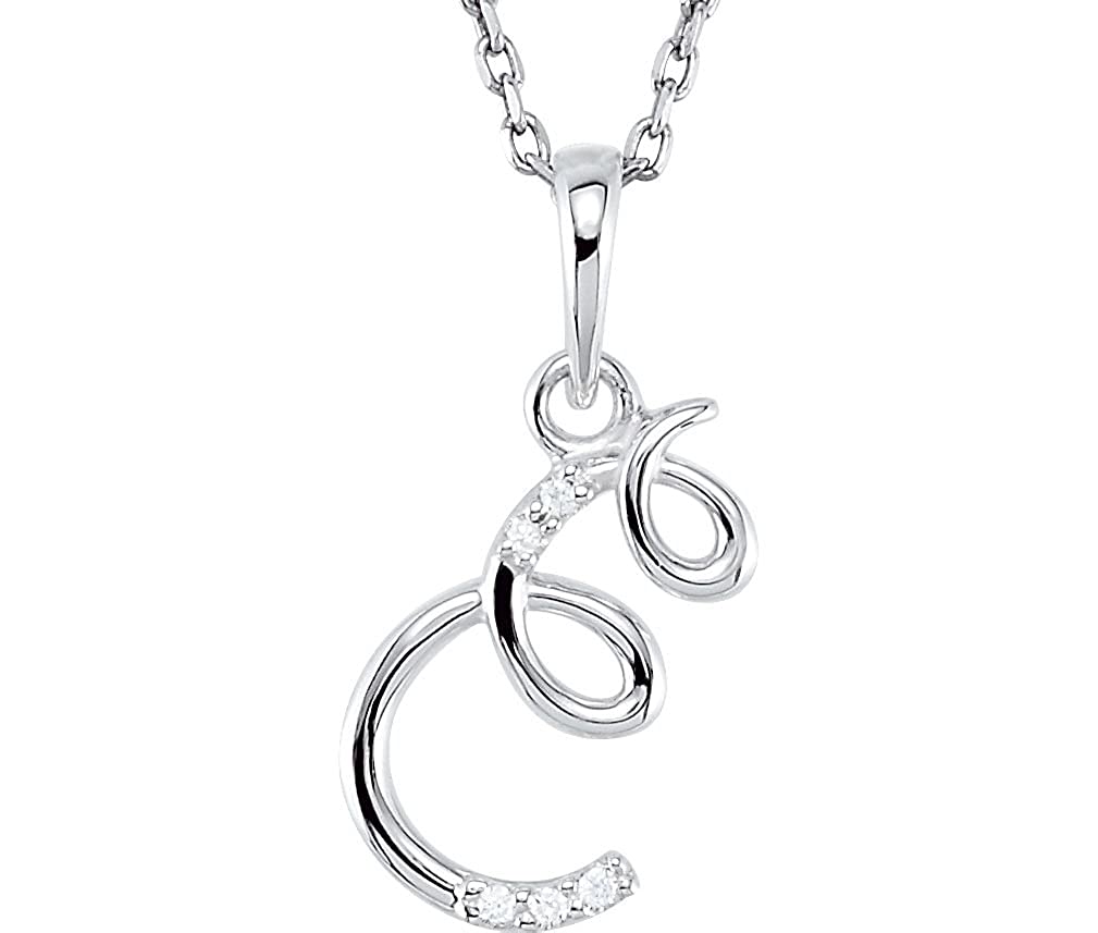 5-Stone Diamond Letter 'E' Initial 14k White Gold Pendant Necklace, 18" (.03 Cttw, GH, I1)