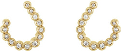 Diamond Crescent J-Hoop Earrings, 14k Yellow Gold (.25 Ctw, GH Color, I1 Clarity)