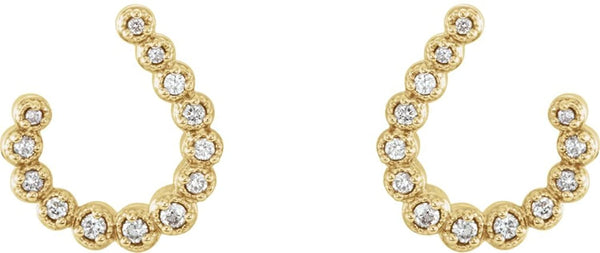 Diamond Crescent J-Hoop Earrings, 14k Yellow Gold (.25 Ctw, GH Color, I1 Clarity)