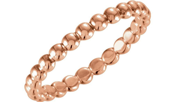 14k Rose Gold Granulated Bead 2.5mm Stackable Band