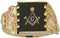 Men's Black Hills Gold Free Mason's Onyx Ring, 10k Yellow Gold, 12k Rose Gold, 12k Green Gold, Size 10