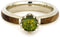 Peridot, Diamond Black Ash Burl 10k White Gold Ring and Gold Box Elder Burl Wood Titanium Band, His and Hers Rings M 9.5-F6