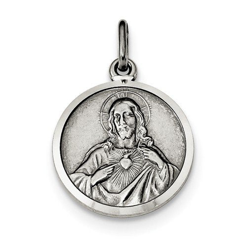 Sterling Silver Sacred Heart Of Jesus Medal (31X16MM)