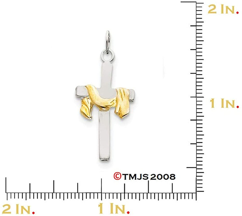Sterling Silver, Gold Vermeil Draped Cross Pendant, 1.14x.59 Inches (29X15 MM)