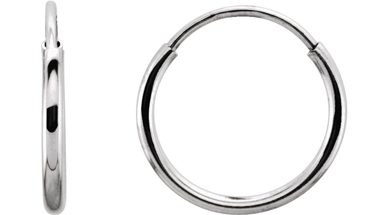 Petite Endless Hoop Earrings, 14k White Gold (10mm)