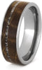 Whiskey Barrel Oak Wood, Deer Antler 7mm Comfort-Fit Titanium Band, Size 8.5