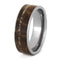 Whiskey Barrel Oak Wood, Deer Antler 7mm Comfort-Fit Titanium Band