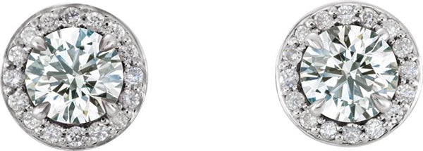 Diamond Halo-Style Earrings, Rhodium-Plated 14k White Gold (5MM) (1 Ctw, G-H Color, I1 Clarity)