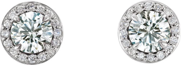 Diamond Halo-Style Earrings, 14k White Gold (4.5 MM) (.75 Ctw, G-H Color, I1 Clarity)