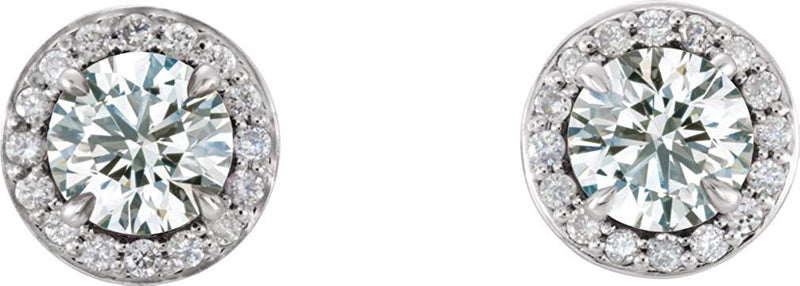 White Sapphire and Diamond Halo-Style Earrings, Rhodium-Plated 14k White Gold (5MM) (.16 Ctw, G-H Color, I1 Clarity )