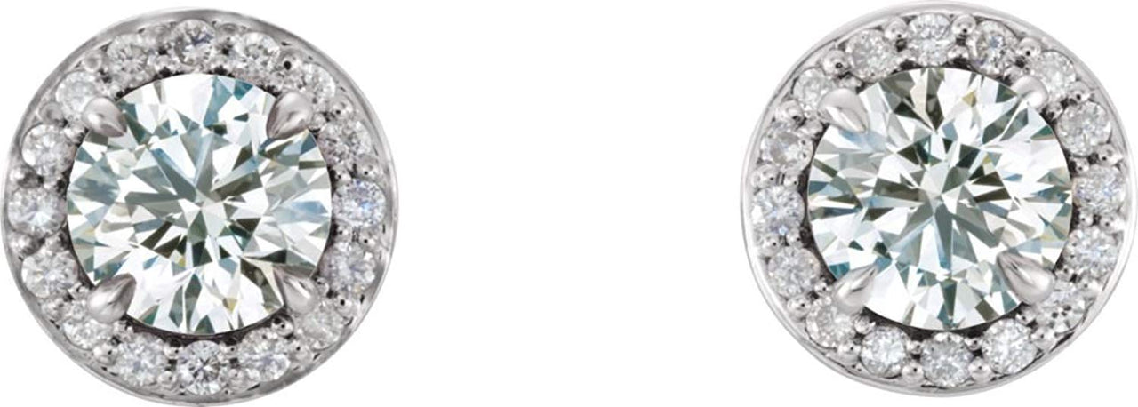 Diamond Halo-Style Earrings, 14k White Gold (4 MM) (.625 Ctw, G-H Color, I1 Clarity)