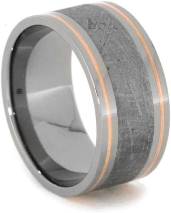 Gibeon Meteorite with Copper Pinstripe 11mm Comfort-Fit Titanium Wedding Band