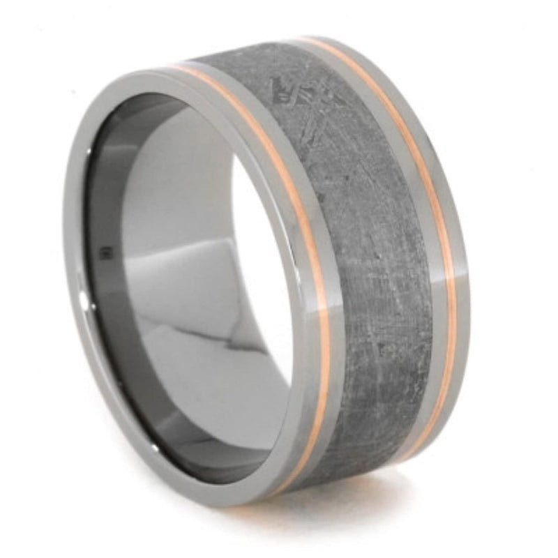 Gibeon Meteorite with Copper Pinstripe 11mm Comfort-Fit Titanium Wedding Band