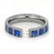 White Sapphire, Lab Created Blue and Green Opal Inlays 4mm Comfort-Fit Titanium Wedding Band