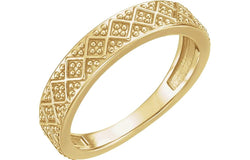 Beaded Design 4.4mm Stacking Band, 14k Yellow Gold