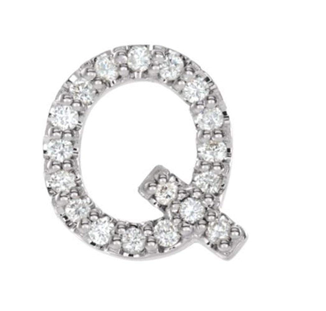 Platinum Diamond Letter 'Q' Initial Stud Earring (Single Earring) (.08 Ctw, GH Color, SI2-SI3 Clarity)