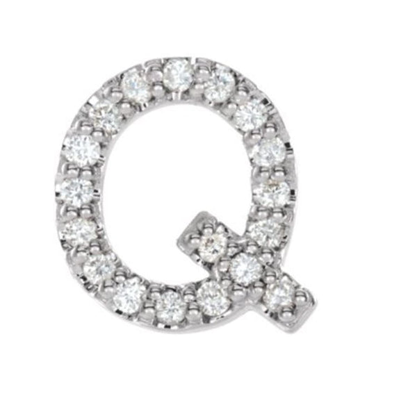 Sterling Silver Diamond Letter 'Q' Initial Stud Earring (Single Earring) (.08 Ctw, GH Color, I1 Clarity)