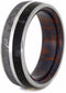 Gibeon Meteorite, Dinosaur Bone, Blue Bronze and Red Copper Mokume 7mm Comfort-Fit Titanium Wedding Band, Size 7.75