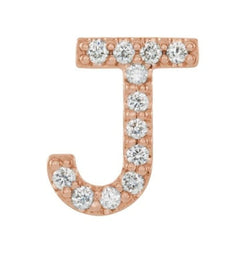 14k Rose Gold Diamond Letter 'J' Initial Stud Earring (Single Earring) (.05 Ctw, GH Color, I1 Clarity)
