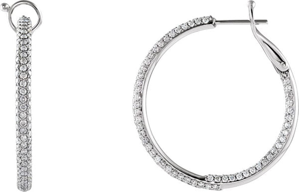 Diamond Inside-Outside Hoop Earrings, 14K White Gold (2 Ctw, Color H-I, Clarity I1 )