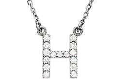 Diamond Initial 'H' Rhodium Plate 14K White Gold (1/6 Cttw, GH Color, l1 Clarity), 16.25"