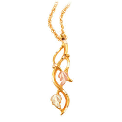 Infinity Style Swirl Pendant Necklace, 10k Yellow Gold, 12k Green and Rose Gold Black Hills Gold Motif, 18"