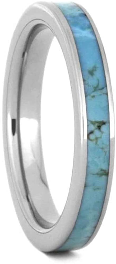 The Men's Jewelry Store (Unisex Jewelry) Turquoise 3mm Titanium Comfort-Fit Wedding Band, Size 13.75