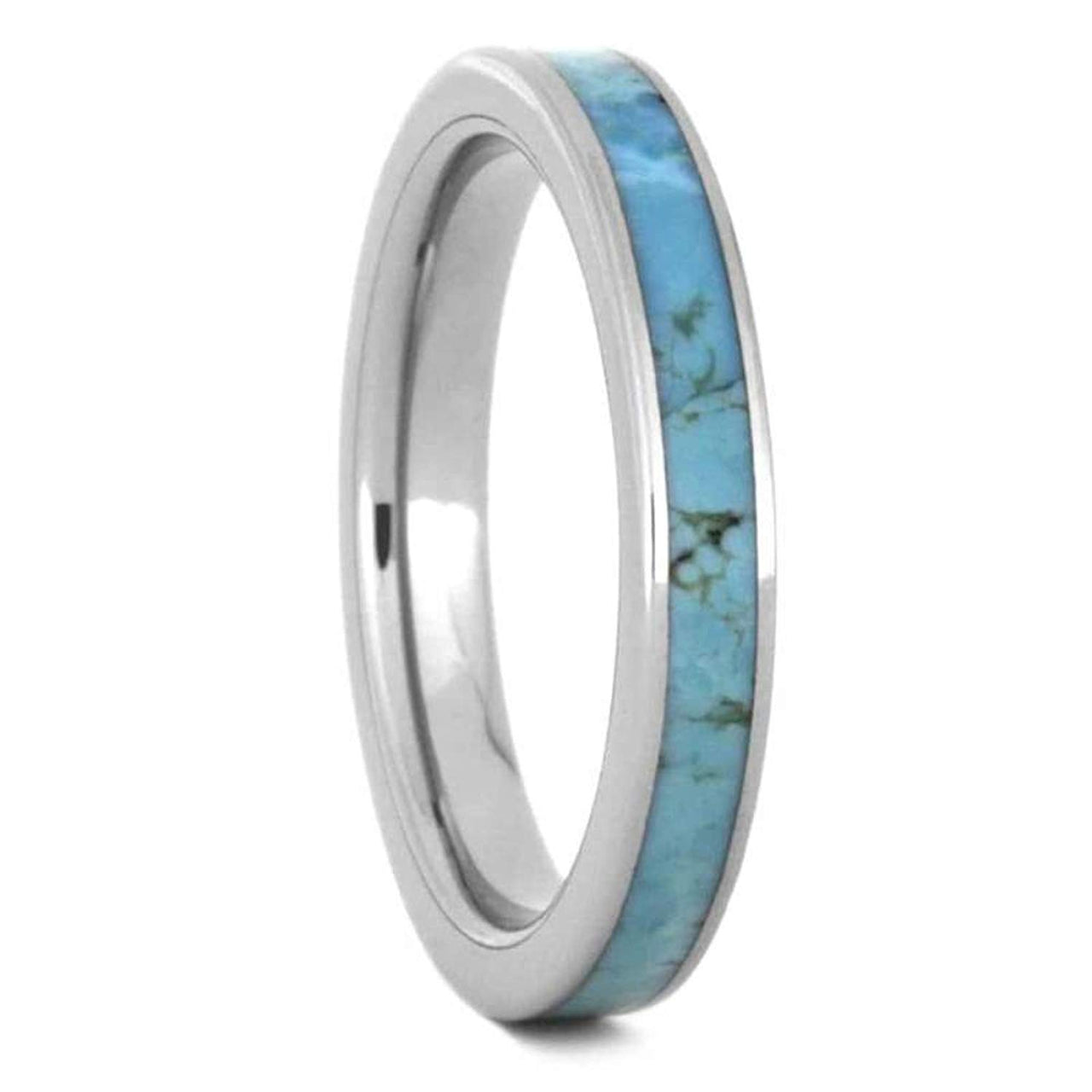 The Men's Jewelry Store (Unisex Jewelry) Turquoise 3mm Titanium Comfort-Fit Wedding Band