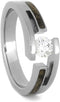 Tension-Set Diamond, Buckeye Burl 7.5mm Comfort-Fit Titanium Bypass Ring, Size 14.25