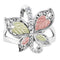 Graduated CZ with Scrollwork Butterfly Ring, Sterling Silver, 12k Green and Rose Gold Black Hills Gold Motif, Size 8.5